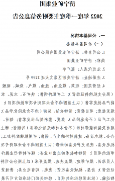 济宁矿业集团 2022年度一季度主要财务信息公告